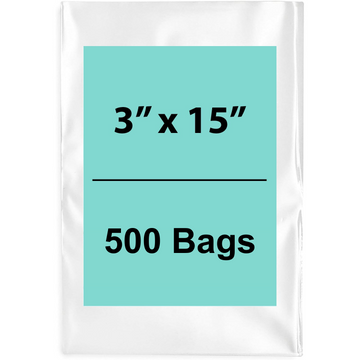 3X15 inches Clear Flat Poly Bags 1.5Mil Open Top (LDPE)